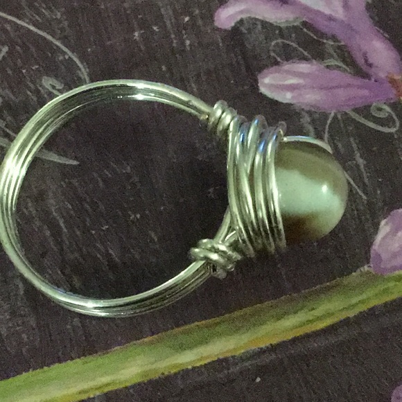 Agate bead wire wrapped ring. - Picture 4 of 6